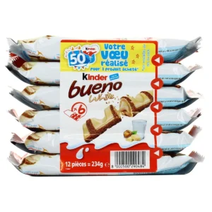 1757504230127-p1l84em6hw.webp Barres chocolatées chocolat blanc Bueno 234g - KINDER