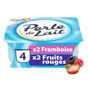 Yaourt Brassé Framboise Fruits Rouges 4x125g – Perle De Lait