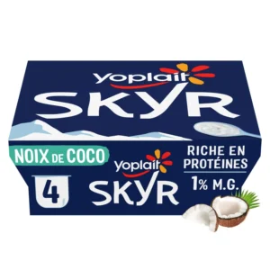 1757510642008-6ti5squh259.webp Yaourt Protéiné Coco Yoplait 1% MG Skyr 4x100g – Un Goût Exotique