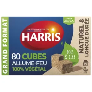 Allume-Feu Cube bois compressé cire végétale 80cubes - HARRIS