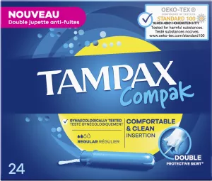 1766486723857-48eccf5d-5aa8-49e6-a4d3-c57bf63ad76f.webp Tampons avec Applicateur Régulier Compak x22 tampons - TAMPAX