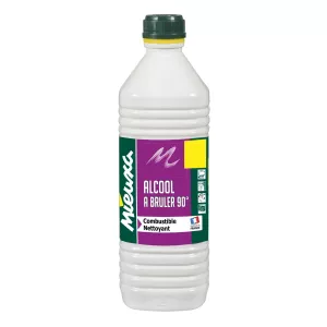 Alcool à Brûler 90° Combustible, Nettoyant 1 Litre - Mieuxa